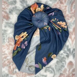 Floral Navy Turban Headwrap